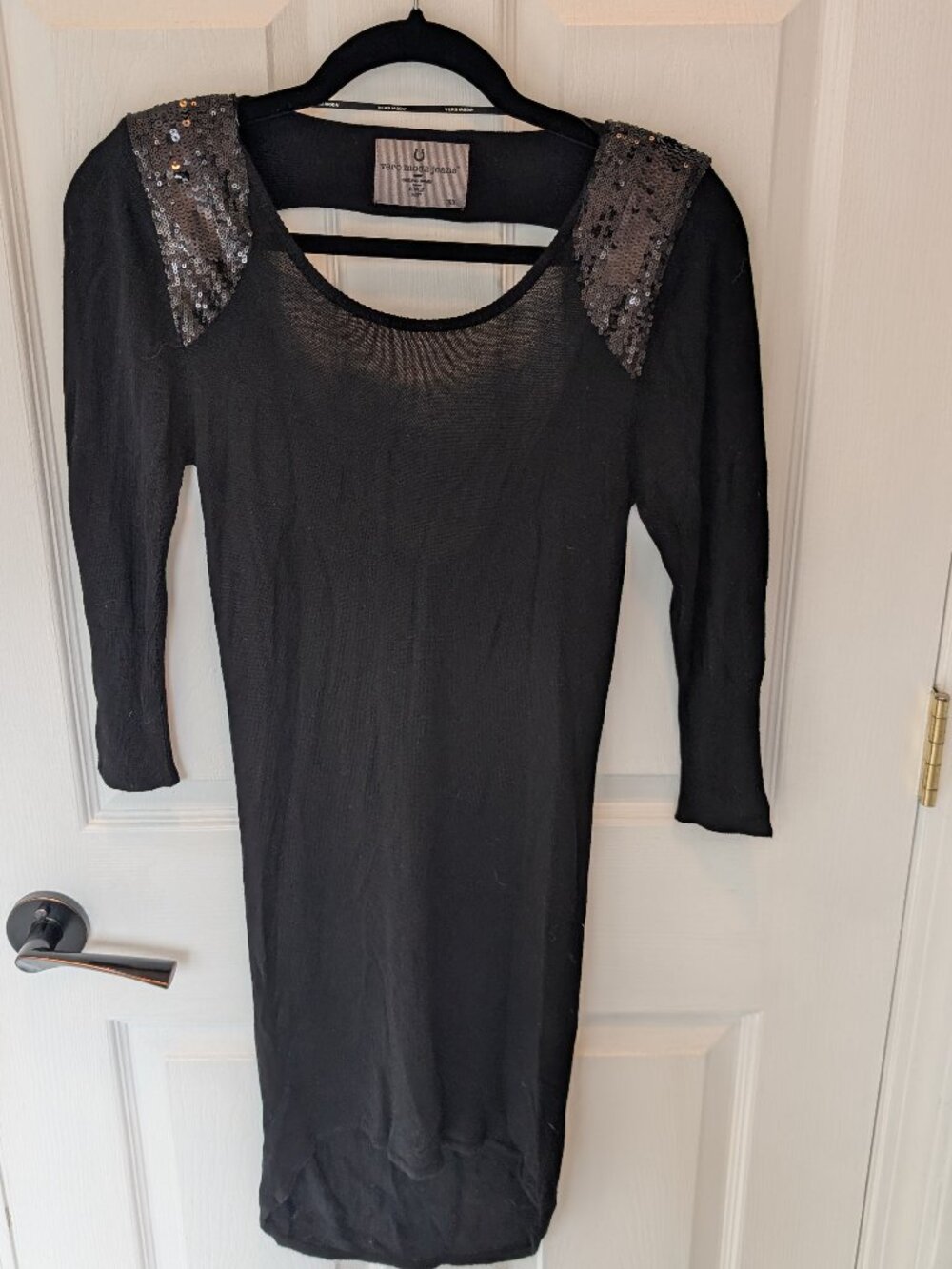 Vero Moda Jeans Black Sequin Shoulder Knit Dress XS